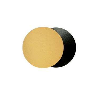 CAKE BOARD ROUND GOLD & BLACK 20CM