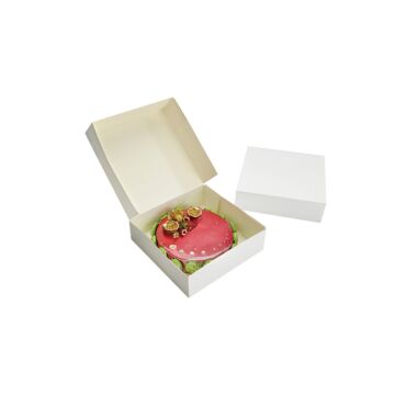 WHITE CARDBOARD DESSERT BOX 25CM