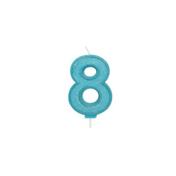 CANDLE BLUE SPARKLE "8"