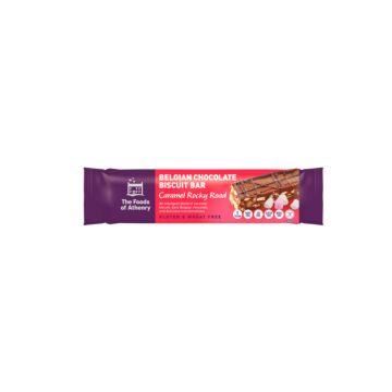 BELGIAN CHOCOLATE BISCUIT BAR - CARAMEL ROCKY ROAD
