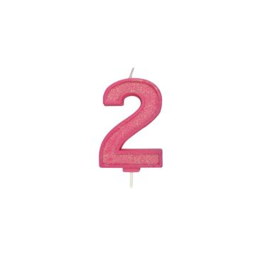 CANDLE PINK SPARKLE "2"