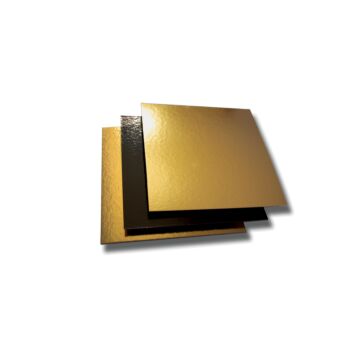 CAKE BOARD SQUARE GOLD & BLACK 18CM