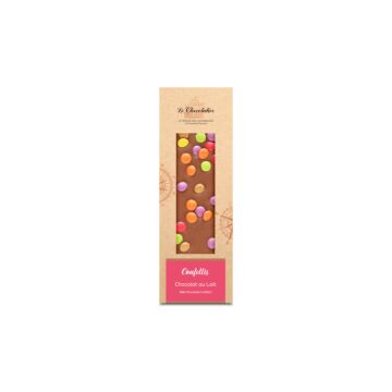 MILK CHOCOLATE TABLET WITH COATED CANDY